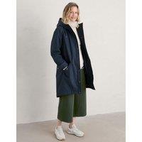 Seasalt Cornwall Cotton Rich Waterproof Hooded Longline Jacket Navy