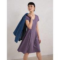 Cotton Rich Polka Dot V-Neck Waisted Dress