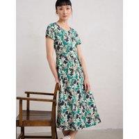 Cotton Rich Floral Midi Waisted Dress