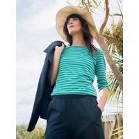 Pure Cotton Striped Slash Neck Top