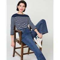 Pure Cotton Striped Slash Neck T-Shirt