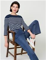 Pure Cotton Striped Slash Neck T-Shirt