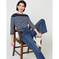 Pure Cotton Striped Slash Neck T-Shirt