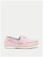 Joules Canvas Lace Up Flat Boat Shoes Pink
