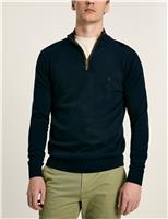 Pure Cotton Funnel Neck Half Zip Jumper