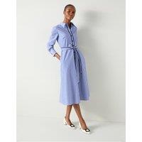 Pure Cotton Striped Midi Shirt Dress