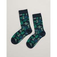 Cotton Rich Floral Ankle High Socks