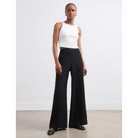 Finery London Crepe High Waisted Wide Leg Trousers Black