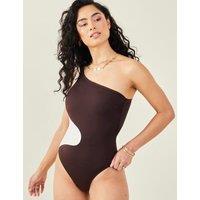 Colour Block Padded One Shoulder Swimsuit