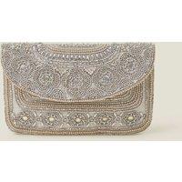Beaded Chain Strap Clutch Bag