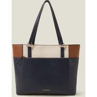 Faux Leather Colour Block Tote Bag