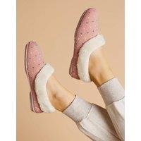Polka Dot Faux Fur Lined Slippers