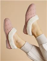 Polka Dot Faux Fur Lined Slippers