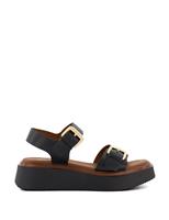 Leather Buckle Flatform Espadrilles