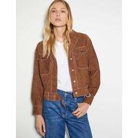 Monsoon Suede Collared Belted Jacket Tan
