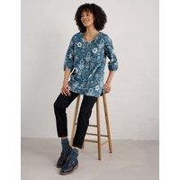 Ramie Rich Floral V-Neck Tunic