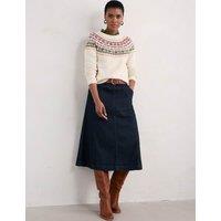 Cotton Rich Denim Midi A-Line Skirt