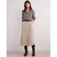 Pure Cotton Textured Midi A-Line Skirt