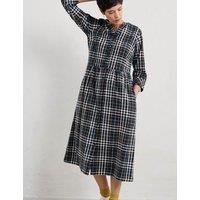 Pure Cotton Checked Midi Waisted Dress