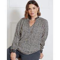 Animal Print V-Neck Blouse