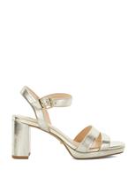 Dune London Leather Ankle Strap Platform Sandals Gold