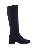 Dune London Wide Fit Leather Block Heel Knee High Boots Navy