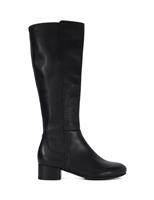 Leather Block Heel Knee High Boots