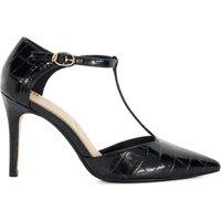 Dune London T Bar Ankle Strap Stiletto Heel Court Shoes Black