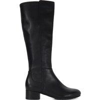 Dune London Wide Fit Leather Block Heel Knee High Boots Black