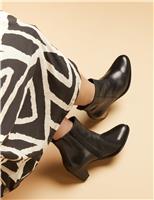 Wide Fit Leather Block Heel Ankle Boots