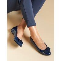 Wide Fit Patent Bow Flat Pumps