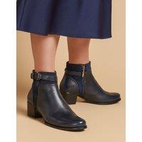 Leather Block Heel Ankle Boots