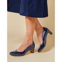 Leather Block Heel Court Shoes