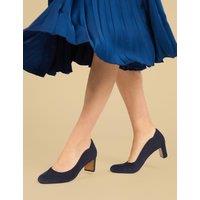 Jones Bootmaker Wide Fit Suede Block Heel Court Shoes Navy