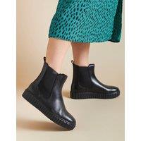 Leather Chelsea Flatform Ankle Boots