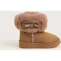 Kids Faux Fur Lined Ankle Boots (7 Small-4 Large)
