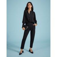 Collarless Pleat Detail Relaxed Blouse