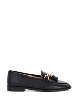 Dune London Leather Tassel Flat Loafers Black