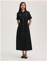 Cotton Rich Denim Midi Shirt Dress