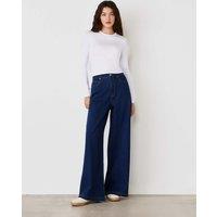 Finery London High Waisted Wide Leg Jeans Blue Denim