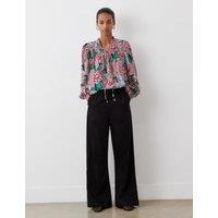 Denim Drawstring Wide Leg Trousers