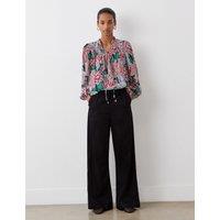 Denim Drawstring Wide Leg Trousers