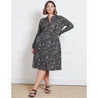 Jersey Paisley Knee Length Shirt Dress