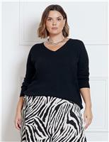 V-Neck Relaxed Jumper with Cashmere