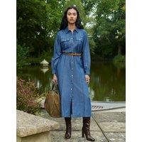 Denim Button Through Midi Shirt Dress