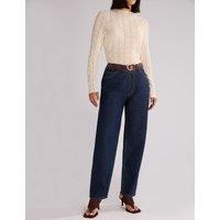 Mid Rise Straight Leg Jeans