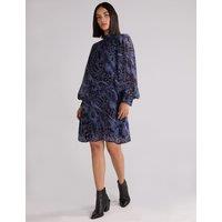 Snake Print High Neck Swing Dress