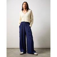 Satin Cargo Wide Leg Trousers