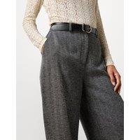 Herringbone Pleated Wide Leg Trousers