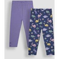 2pk Cotton Rich Dinosaur & Plain Leggings (6 Mths - 6 Yrs)